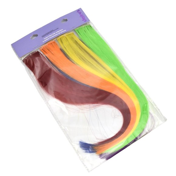 Claires Faux Hair Extension 4 Piece Set Multi Color Clip In - Picture 1 of 3